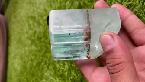 Pale blue crystal in daylight