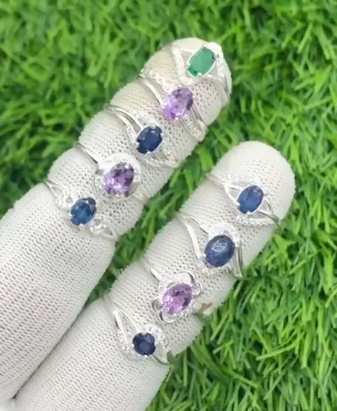 Multicolored gemstone rings