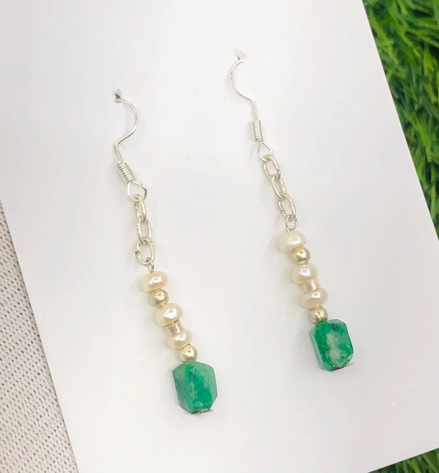 Green drop earrings