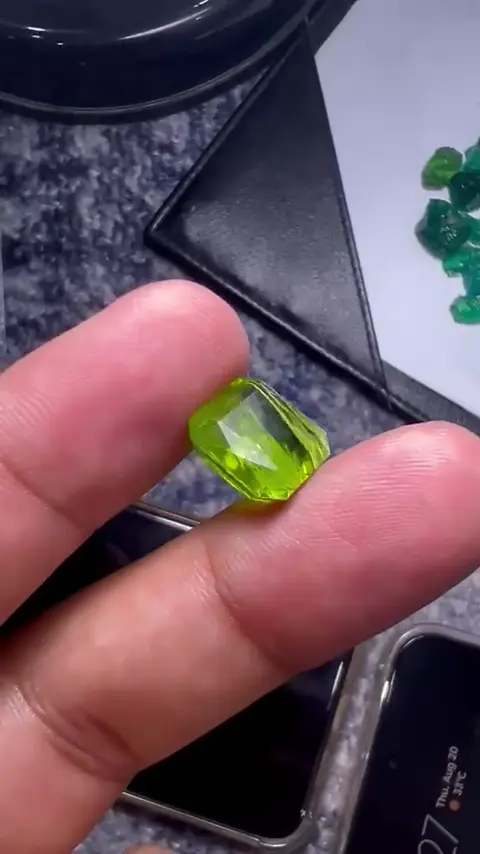 Green gemstone pair