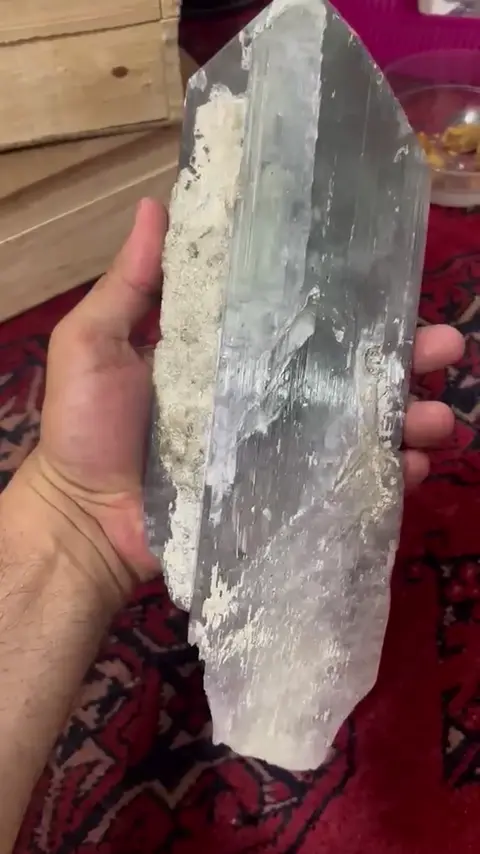 Long translucent crystal