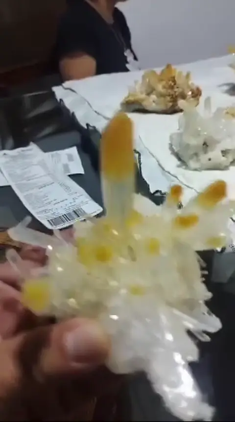 Yellow and clear crystal cluster