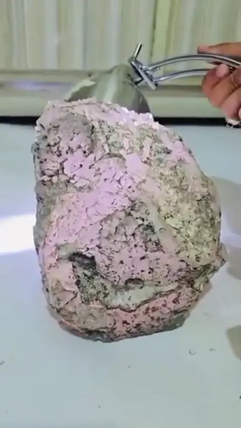 Pink crystals on matrix